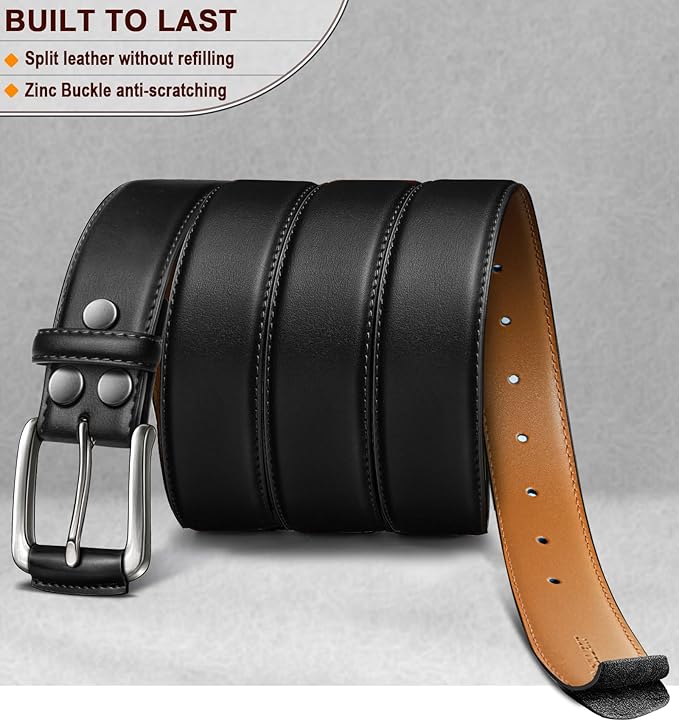 BULLIANT Men Belt Multi Pack,Leather Belt For Gift Men Golf Dress Casual Jean 7Holes 1 3/8"