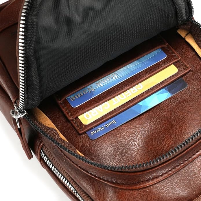 Crossbody Bags for Men Leather Sling Bags Mens Chest Bag Backpack Travel Hiking Fishing Outdoor Sports