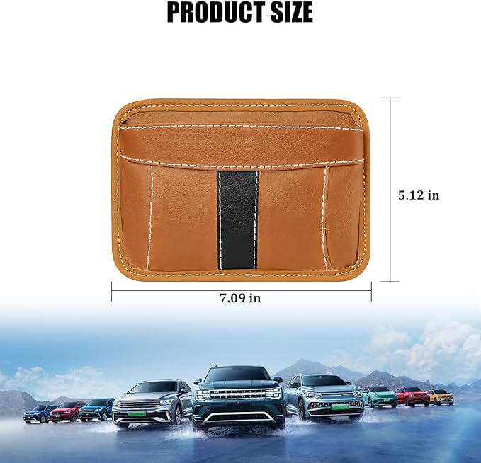Car Seat Side Pocket Organizer, Leather Vehicle Seat Gap Filler Organizer, Automotive Console Side Cell Phone & Sunglasses Holder Storage Bag, Universal for SUV Automobile Truck (Brown)