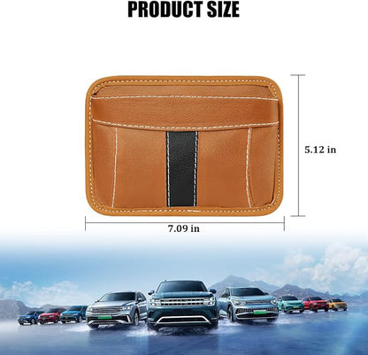 Car Seat Side Pocket Organizer, Leather Vehicle Seat Gap Filler Organizer, Automotive Console Side Cell Phone & Sunglasses Holder Storage Bag, Universal for SUV Automobile Truck (Brown)