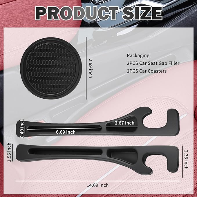 2026 New Car Seat Gap Filler Organizer & Non-Slip Car Coasters for Cup Holders Set,Multifunctional Cars Gap Filler with Phone Holder,Universal No Drop Seat Guard for Cars