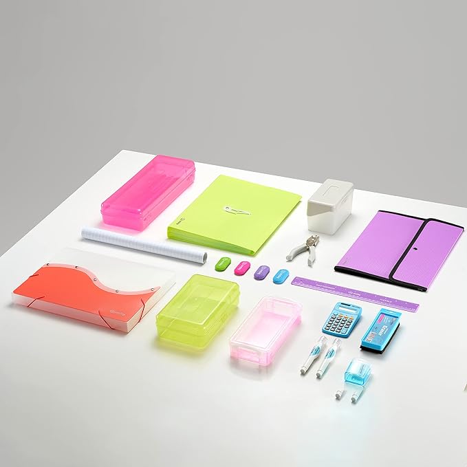 Enday Pencil Box Blue, Storage Organizer Utility Box, Multipurpose Long Ruler Length School Office Supplies Plastic Pencil Case for Kids & Adults Available in Red, Pink, Grey, Purple, Green, 1PK