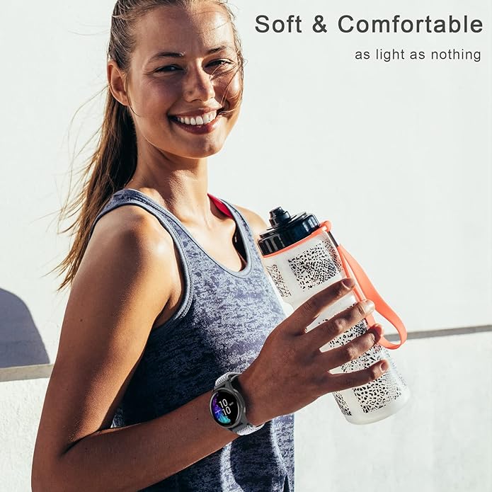 Compatible with Garmin Vivoactive 5 Band 20mm, Vivoactive 6/3, 10 Pack Nylon Watch Bands for Garmin Forerunner 165/55/245/Venu/Venu Sq/Venu 2 Plus Soft Stretchy Replacement Strap for Women Men