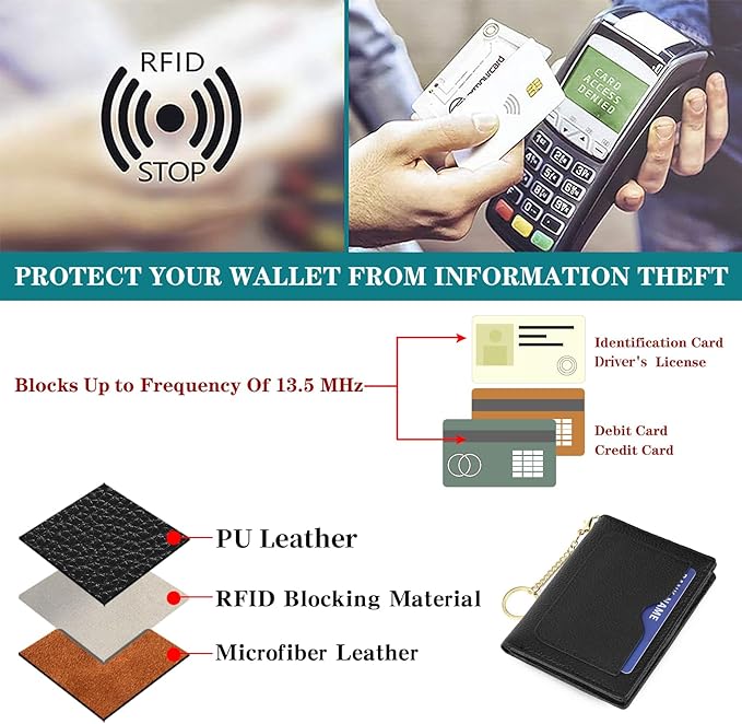 GAEKEAO Wallet Women RFID Blocking Small Bifold Vegan Leather Ladies Mini Purse with ID Window Zipper Change Pocket