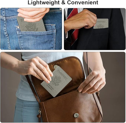 Passport Holder, Passport Holders Cover Case, 1 Pack Passport and Vaccine Card Holder Combo, Travel Passport Wallet for Women, Travel Documents Organizer Protector Travel Essentials, Dark Grey