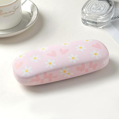 Glasses Case Hard Shell, Leather Protective Case for Sunglasses with Cleaning Cloth, Cute Eyeglass Cases for Women