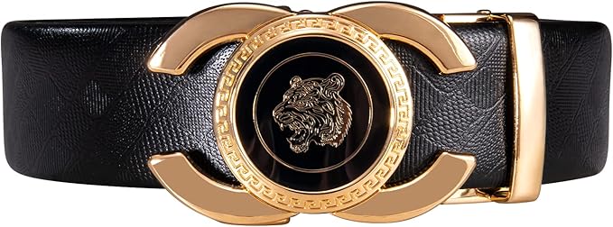 Dubulle Designer Ratchet Belt for Men Leather Fashion Adjustable Automatic Buckle Sliding Removable Dress Casual