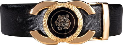 Dubulle Designer Ratchet Belt for Men Leather Fashion Adjustable Automatic Buckle Sliding Removable Dress Casual