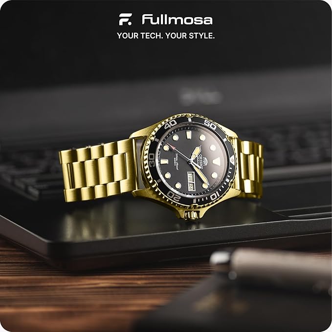 Fullmosa 20mm Stainless Steel Watch Band, Quick Release Metal Replacement Strap with Removable Links, Includes Spring Bars & Link Removal Tool for Men Women (Golden)