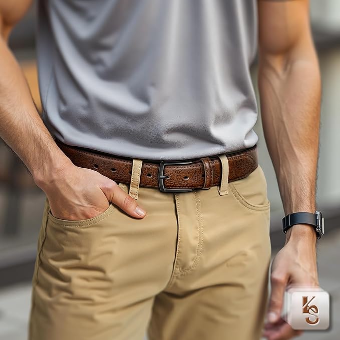 KEMISANT Men Belt-Genuine Leather Belt for Men Dress Casual Golf Jeans 1 3/8"
