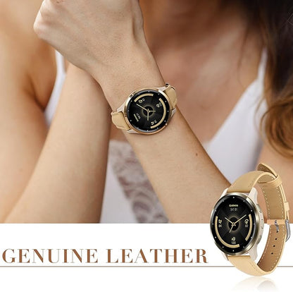 18mm Slim Leather Band Compatible with Garmin Venu 3S 41mm/Venu 4 41mm/Venu 2S/Vivoactive 4S/Vivomove 3S/Forerunner 255S/Forerunner 265S, Quick Release Thin Narrow Soft Strap for Women Men