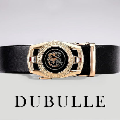 Dubulle Designer Mens Belts, Sliding Automatic Buckle Ratchet Dress Belt TOP Genuine Leather Strap Gifts