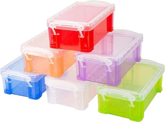 Small Plastic Box, 5" X 2.8" X 2" Stackable Mini Storage Box with Lid, Clear Organizer Container for Jewelry Beads, Small Crafts Items Accessories - 6 Pack