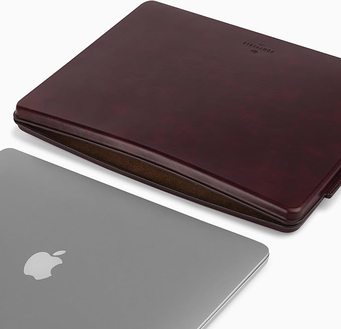 Comfyable 13 Inch Faux Leather Laptop Sleeve Case, Slim Protective Laptop Cover Compatible with MacBook Air M5 2026 & MacBook Pro M2 M1 2022, Berry Brown