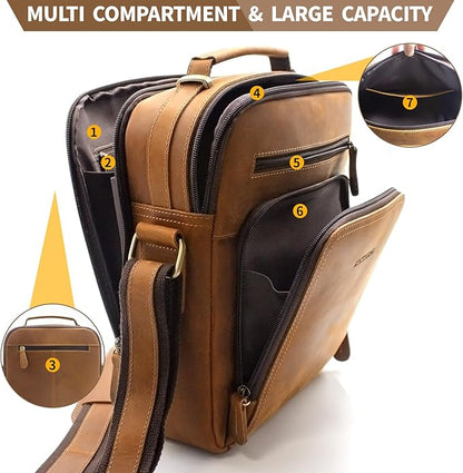 Jack&Chris Leather Messenger Bag for Men, Man Purse Crossbody Bags for Work Business