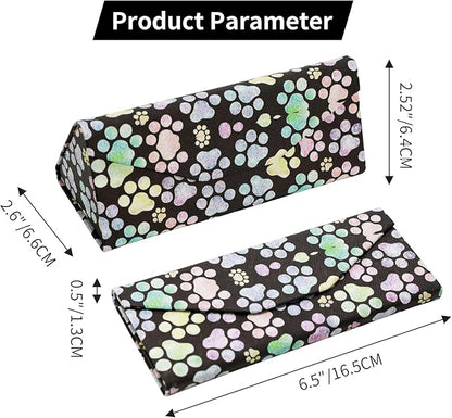 Foldable Glasses Case, Magnetic PU Leahter Sunglasses Case, Cute Hard Shell Folding Eyeglass Cases for Women Kids