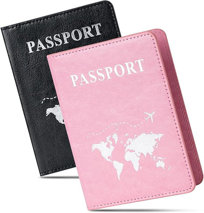 Honmein 2 Pcs Passport holders，Ultra Slim passport wallet，PU Leather Passport Cover for Women and Men…