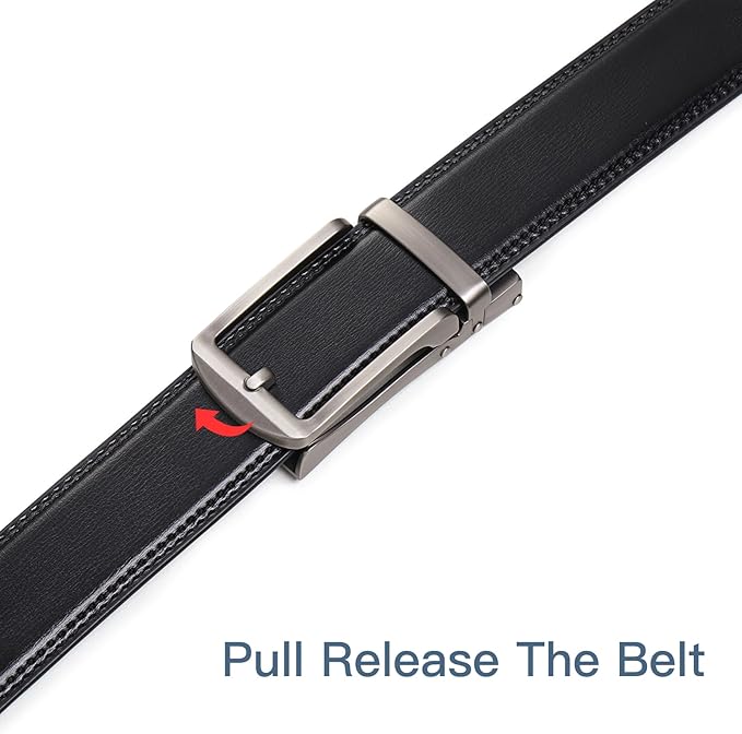 SENDEFN Men's Leather Dress Casual Belt 1 3/8" Automatic Adjustable Click Buckle Belts with Gift Box