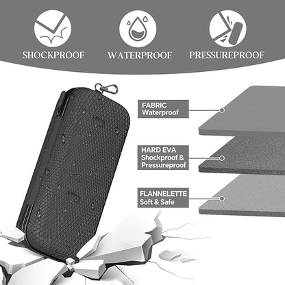Double Eyeglasses Case Dual Sunglasses Case Hard Shell Glasses Case with Clip Metal Carabiner Travel