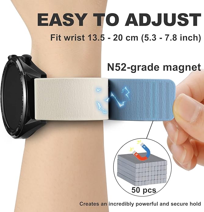WOCCI Magnetic Watch Bands, Wood Grain Silicone, Quick Release, Compatible Watch Lug 20mm 22mm