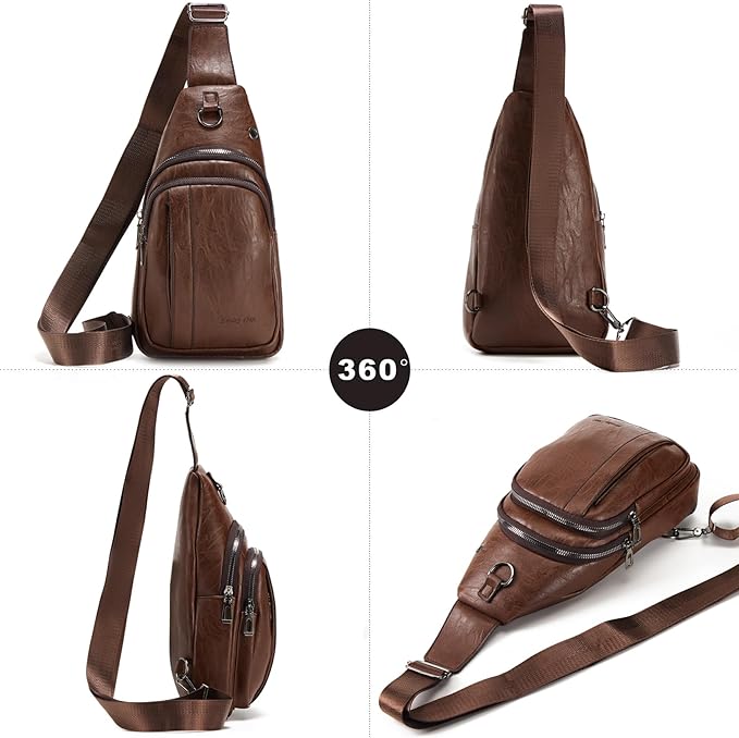 Seoky Rop Sling Backpack for Men Sling Bag Crossbody Shoulder Bags Travel Bag Purse with Water Resistant Dark Brown