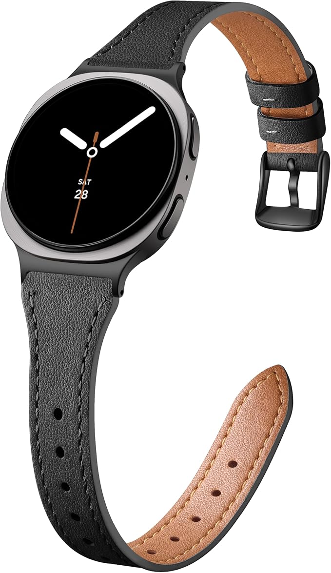 GEAK Slim Leather Band Compatible with Samsung Galaxy Watch 8 40mm 44mm/Watch 8 Classic 46mm, No Gap Adjustable Genuine Leather Replacement Dressy Strap for Samsung Watch 8 Bands Women