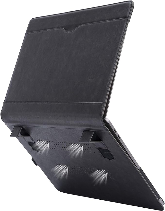 TYTX Laptop Case for MacBook Pro 16 Inch Leather Case 2021-2026 M5 A3428 A3429 M4 A3403 A3186 M3 A2991 M2 A2780 M1 A2485 Protective Folio Book Cover with Vents and Stand Function, Black