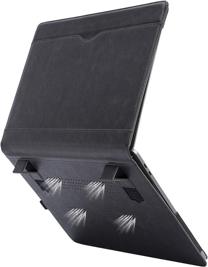 TYTX Laptop Case for MacBook Pro 16 Inch Leather Case 2021-2026 M5 A3428 A3429 M4 A3403 A3186 M3 A2991 M2 A2780 M1 A2485 Protective Folio Book Cover with Vents and Stand Function, Black