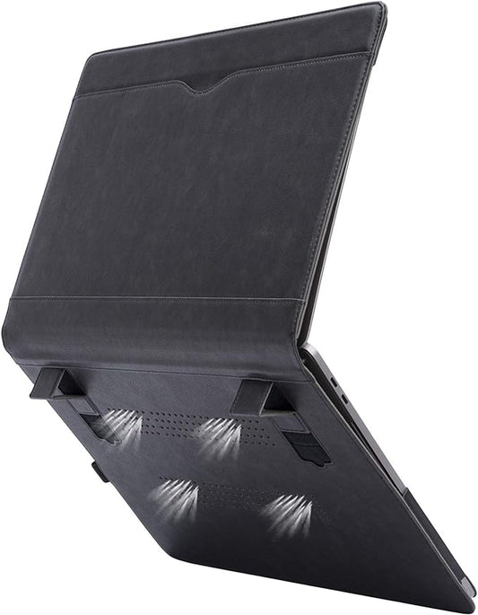 TYTX Laptop Case for MacBook Pro 16 Inch Leather Case 2021-2026 M5 A3428 A3429 M4 A3403 A3186 M3 A2991 M2 A2780 M1 A2485 Protective Folio Book Cover with Vents and Stand Function, Black