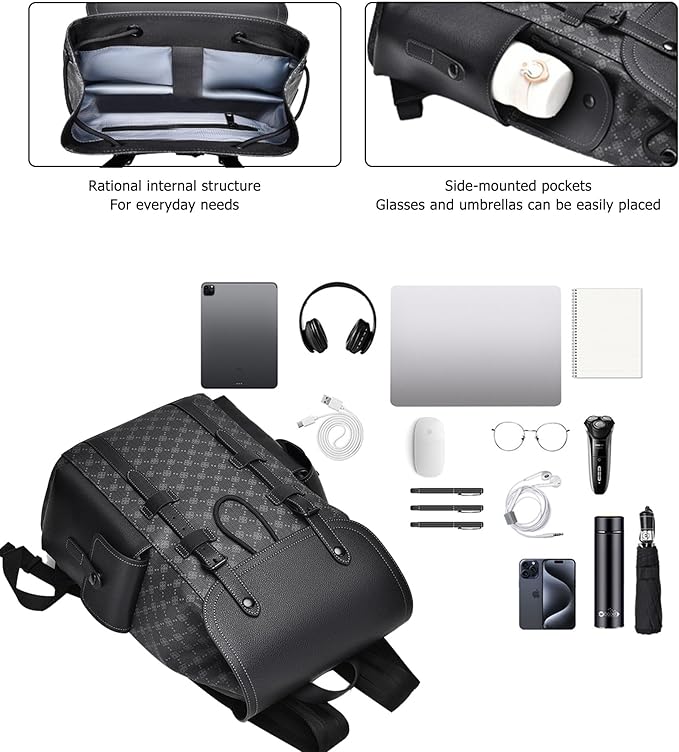 KingTo Laptop Backpack for Men Luxury Anti-Theft Travel Backpack Casual Business Waterproofing Computer Bag (A-Black-1)