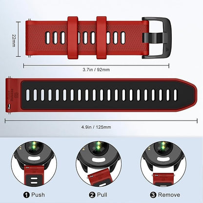 ISABAKE 22mm Watch Band for Gamrin Forerunner 265/Forerunner 255/Vivoactive 4 45mm/Venu 2/Venu 3, Silicone Quick Release Replacement Wristband