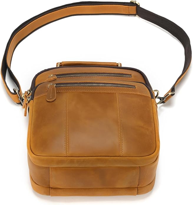 Jack&Chris Leather Messenger Bag for Men, Man Purse Crossbody Bags for Work Business