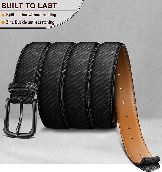 BULLIANT Men Belt-Leather Belt 7 Holes Comfortable for Men Dress Casual Jeans 1 3/8"