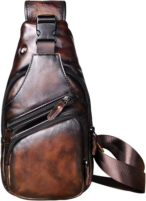 Le'aokuu Men Fashion Casual Tea Designer Travel Hiking Crossbody Chest Sling Bag Rig One Shoulder Strap Bag Men Leather 8015 | Fashion, Casual, Tea, Designer, Travel, Hiking