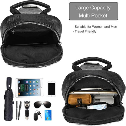 LUUFAN Men's Genuine Leather Sling Bag Chest Shoulder Backpack Crossbody Bag for Casual Sports Hiking Running Travel