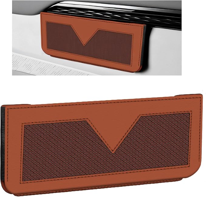 Car Sunglasses Case, PU Leather Pocket Self-Adhesive Storage Pouch for Vehicle Door Window Console, Multifunctional Vehicle Interior Organizer for Glasses Phones Wallets Keys (Brown & Orange)