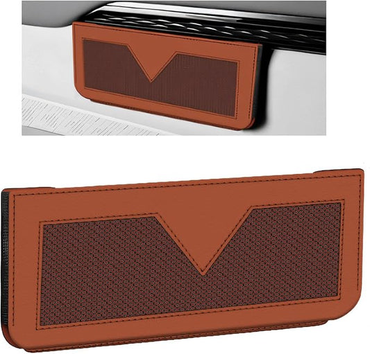 Car Sunglasses Case, PU Leather Pocket Self-Adhesive Storage Pouch for Vehicle Door Window Console, Multifunctional Vehicle Interior Organizer for Glasses Phones Wallets Keys (Brown & Orange)