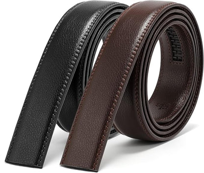 JASGOOD Ratchet Belt Replacement Strap 1 1/8", Leather Belt Strap for 35MM Slide Click Buckle