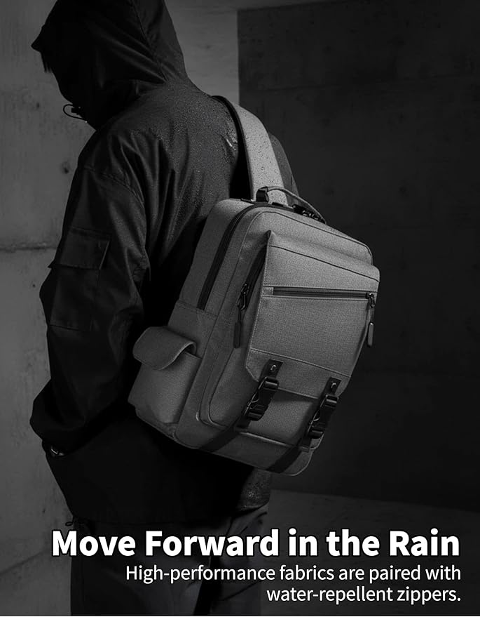 BASICPOWER Laptop Sling Bag for Men Women, Sling Backpack Crossbody Bag Fits 14 inch Computer with USB Port Anti-theft
