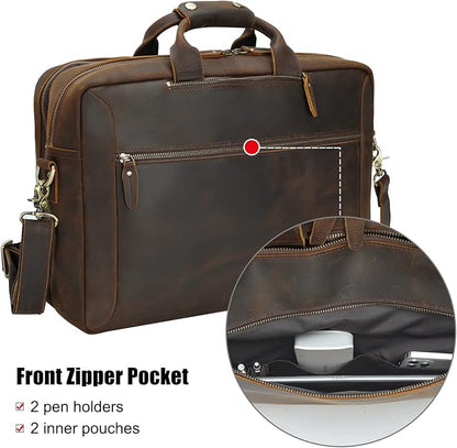 TIDING Leather Convertible Briefcase Backpack for Men, Large 15.6 Inch Laptop Messenger Bag Work Business Travel Crossbody Shoulder Bag