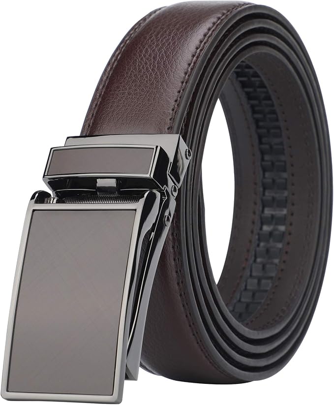 HIMI Men's Comfort Genuine Leather Ratchet Dress Belt with Automatic Click Buckle
