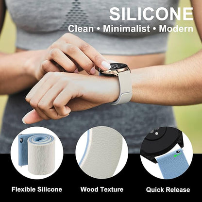 WOCCI Magnetic Watch Bands, Wood Grain Silicone, Quick Release, Compatible Watch Lug 20mm 22mm