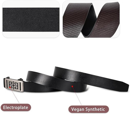 Aurolran Men&Womens Leather Dress Belt Business Automatic Buckle Belt Color-Black Silver Gold