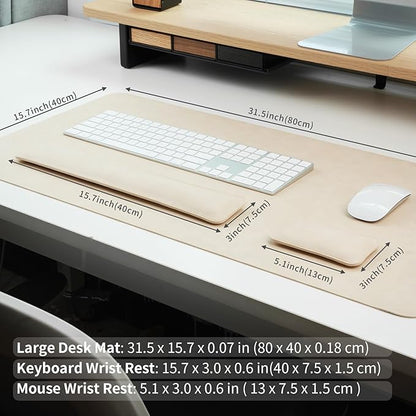 RENMTURE Large Mouse Pad and Keyboard Wrist Rest, Desk Pad for Keyboard and Mouse, Large Gaming Mouse Pad with Wrist Support, Desk Mat for Work and Gaming (Apricot)