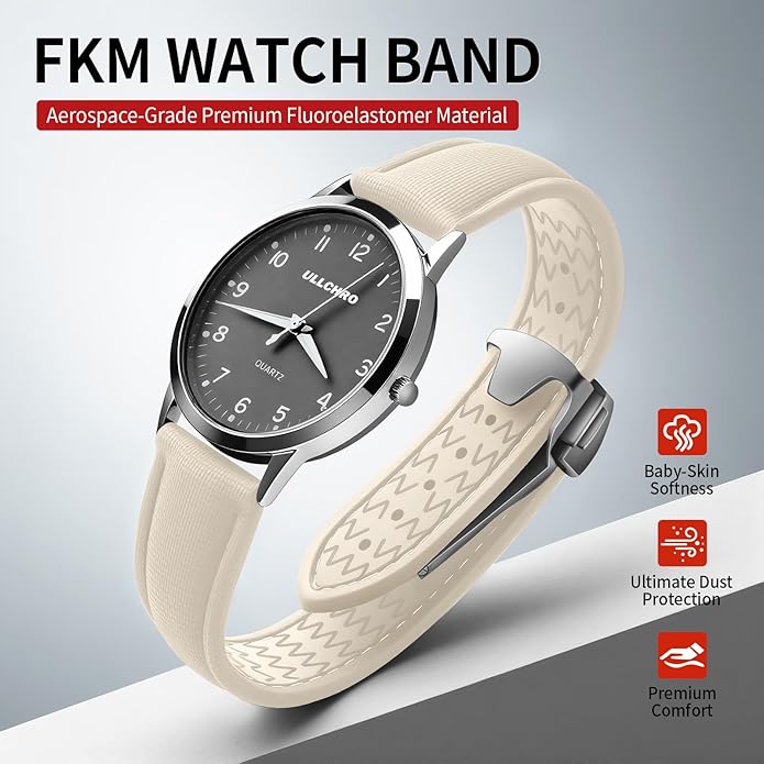 ULLCHRO Watch Strap Watch Band 20mm 22mm Man Waterproof Quick Release Bands Sport Replacement Strap Soft FKM Rubber Watchband