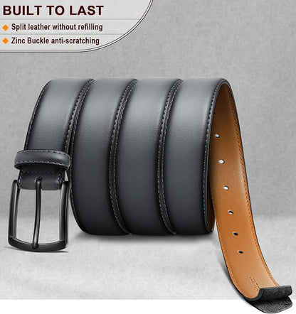 KEMISANT Men Belt 2Pack – Genuine Leather Belt for Men Dress Casual Golf Jeans 1 3/8"