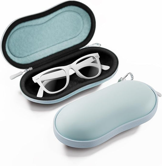 ProCase Sunglasses Case, Hard EVA Shell Shockproof Eyeglass Case for Men Women with Metal Hanging Hook and Velvet Lining, Travel Zipper Sport Glasses Holder Organizer for Gifts- Lightblue