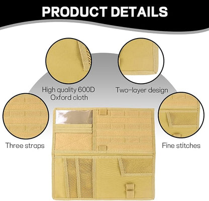Car Sun Visor Organizer, Tactical Molle Car Visor Organizer Storage Pouch, Multi-Pocket Visor Panel Storage Bag Holder for Documents Cards, Auto Truck Interior Accessories (Khaki)