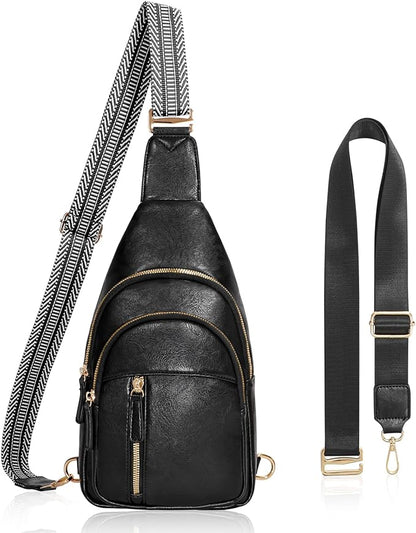 SUOSDEY Sling Bags for Women - Crossbody Leather Sling Backpack Chest Shoulder Bags for Casual Traveling Hiking Cycling