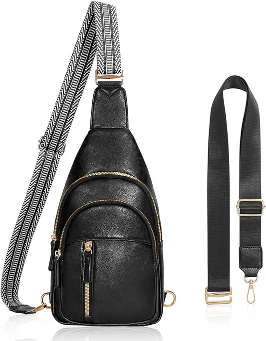 SUOSDEY Sling Bags for Women - Crossbody Leather Sling Backpack Chest Shoulder Bags for Casual Traveling Hiking Cycling